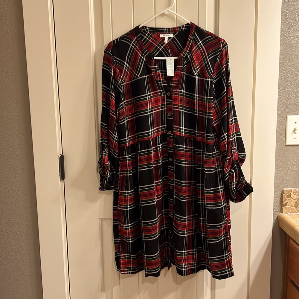 NWT Maurice’s plaid shirt dress size large, knee length